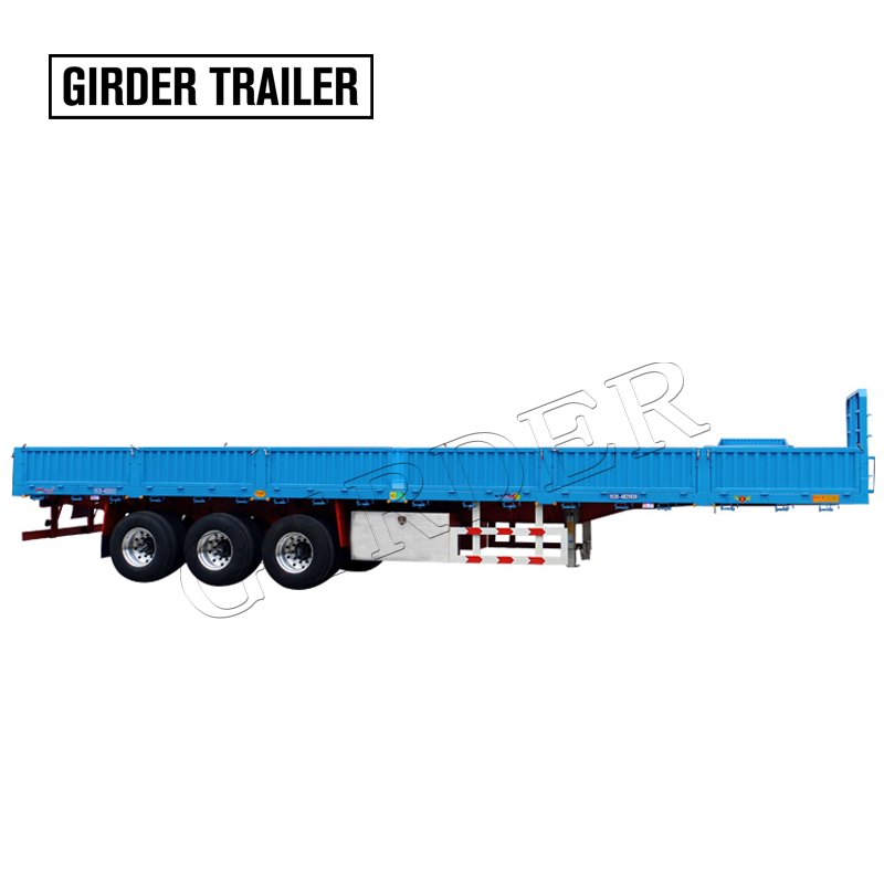 3 axles cargo flatbed trailer,drop side semi trailer