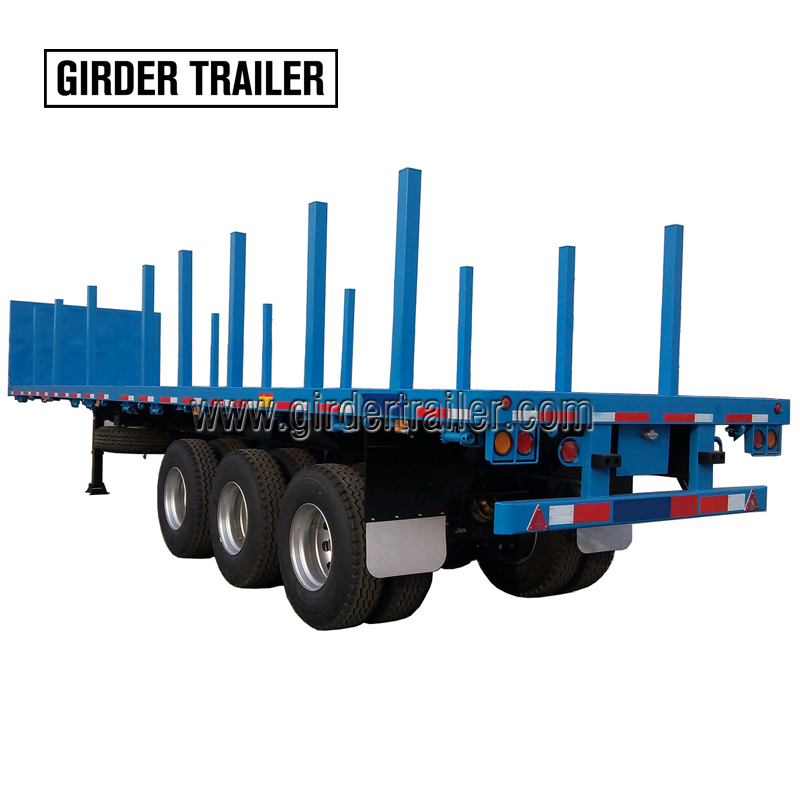 Tri axles Flatbed trailer with removable side bars