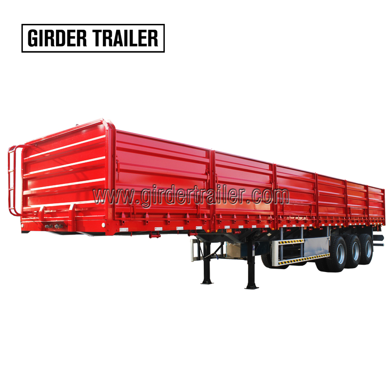 3 axles cargo flatbed trailer,drop side semi trailer