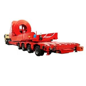 Wind blade adapter mounted on modular trailer